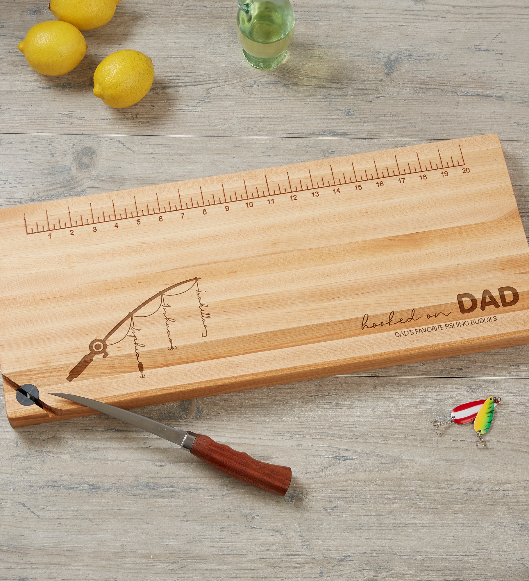 Hooked On Dad Personalized Maple Fillet Board  